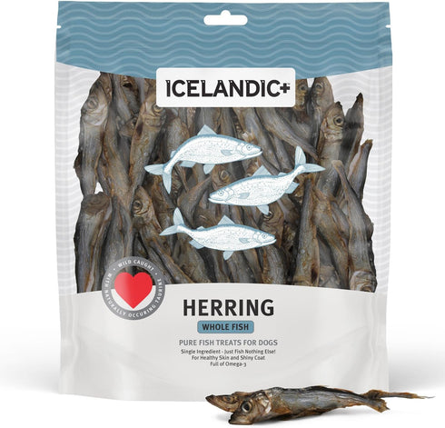 Icelandic+ Whole Fish Herring Dog Treats, 9oz Bag, Pure Wild-Caught & Air-Dried, Single Ingredient Snack