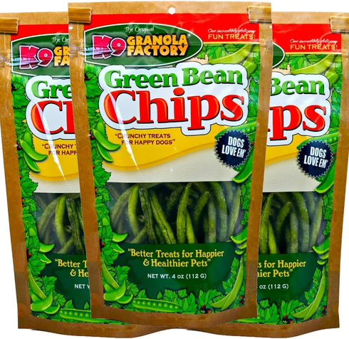 K9 Granola Factory Green Bean Chips Dog Treats, 5oz, Pack of 3