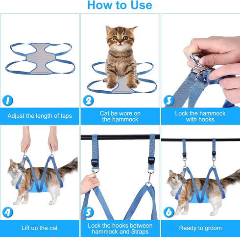 Hammock, Hammock Clippers/Trimmer/Nail Trimming, Cat Grooming Pet Grooming Harness for Dogs&Cats, Multi Restraint Bag