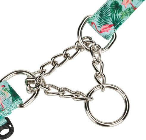 Martingale Dog Collar, Adjustable Floral No Pull Safe Training Collars with Steel Chain & Quick Release Buckle,