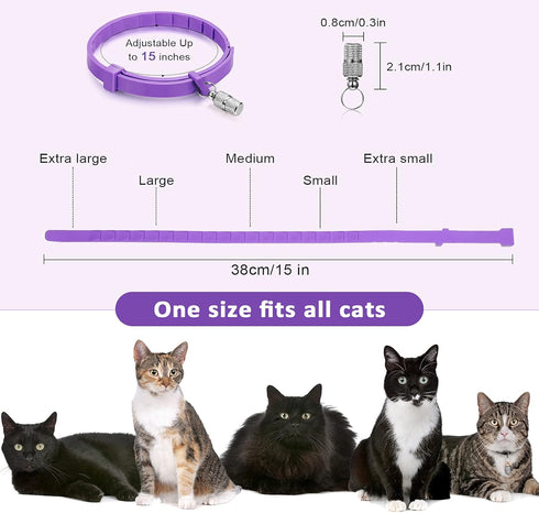 Weewooday 5 Set Calming Collar for Cats, Adjustable Waterproof Collars to Reduce Anxiety with 5 Pet ID Pendants (Purple)
