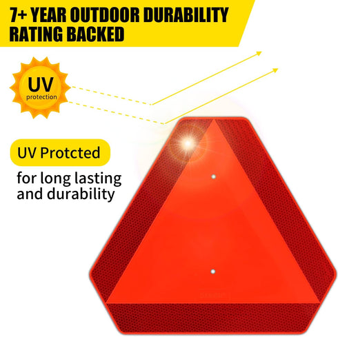 Slow Moving Vehicle Sign, Plastic DOT Triangle Signs, SMV Sign for Golf Cart Accessories, Tractor