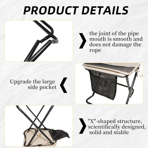 XOMIUHL 2PCS Backpack 8 Foldable Stool, Handbag Style Pocket Foldable Chair, Collapsible Camping Chairs with Sling Bag