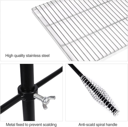 REDCAMP Heavy Duty Swivel Campfire Grill Grate, Stainless Steel Over Fire Grill with Carrying Bag for Cooking