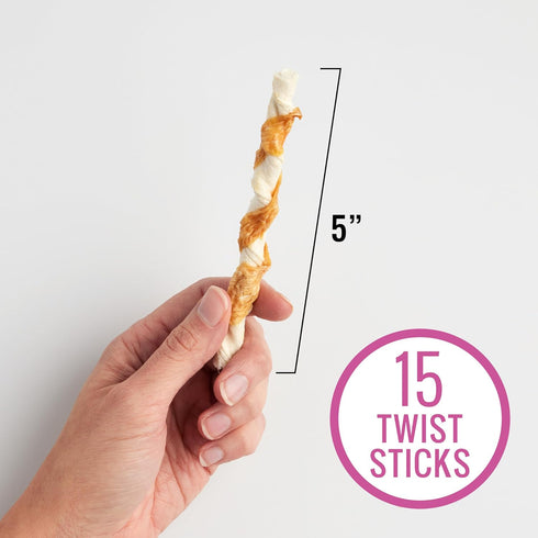 Good 'n' Fit Twist Sticks, Made with Real Lamb, 15 Count, Long-Lasting Rawhide Chews for Dogs