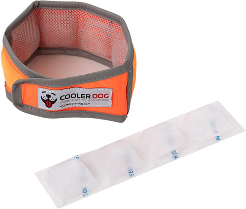 Hi-Vis Dog Cooling Collar, Orange Reflective Re-Freezable Ice Collar for Small Dogs