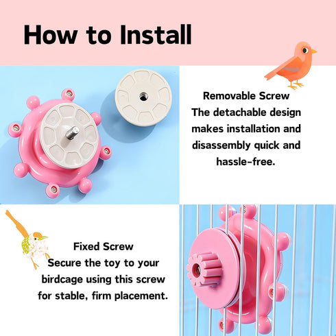 Generic Parrot-Toy Interactive Spinner Rattle Bird-Toys for Parakeet-Cockatiel Bird Cage Accessory Relieves Boredom