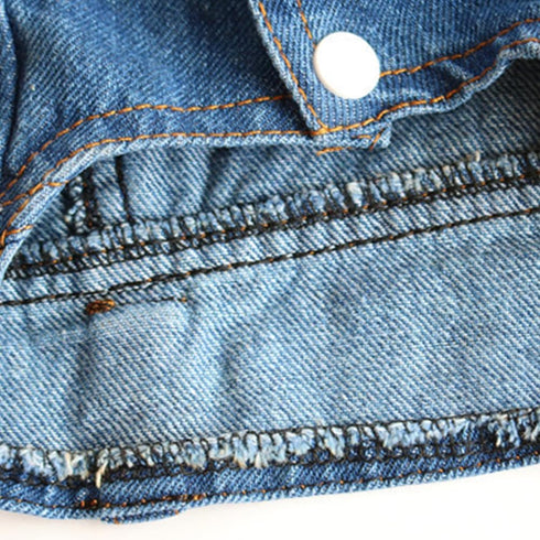 POPETPOP Dog Denim Jackets - Pet Clothes Small Dog Outfits, Work Suit Blouses, Denim Lapel Vest with Hat