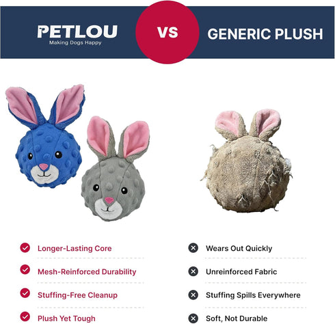 Set 2, 4-inch Pet Lou Rabbit EZ Squeaky Ball, of Width