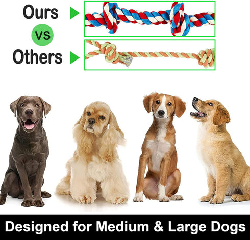 Large Dog Chew Toys for Aggressive Chewers - 12 Pack Indestructible Rope Toys for Large Breeds, Tug of War