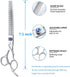 JASON 7.5" 56-Tooth Blending Grooming Scissors - Cats and Dogs Thinning Shears, Blue Jewelled Screw