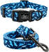 Elegant Little Tail Dog Collar with Leash, Adjustable Shark Print Collar for Small Medium Large Dogs