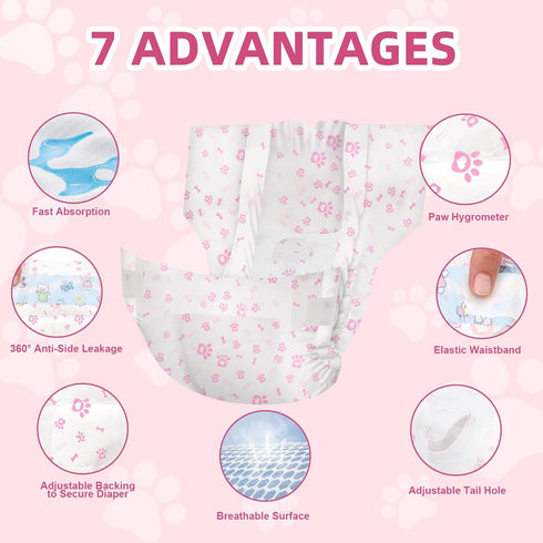 FUNLIYING 90 Count 16-22 Disposable Dog Diapers Female Doggie Diapers for Female Dogs (Waist in XL) Super Absorbent