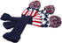 Golf Builder 3pcs USA Stars and Stripes Knitted Golf Head Cover, Driver Fairway Wood Pom Pom