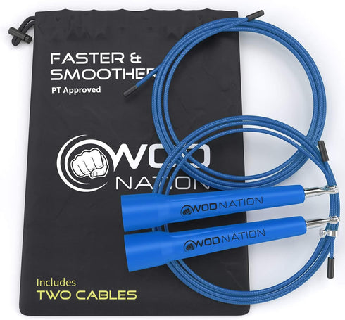 WOD Nation Adjustable Speed Jump Rope for Men, Women & Children - Fast Fitness Skipping Rope for Boxing, MMA