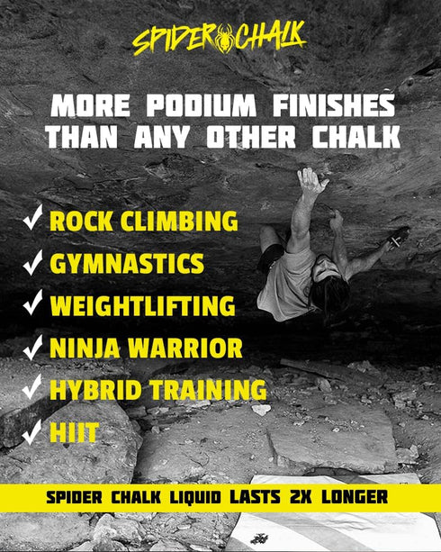 SPIDER CHALK 8oz Extreme Grip No Mess Weightlifting Liquid Chalk, Lab-Grade for Powerlifting and Gym