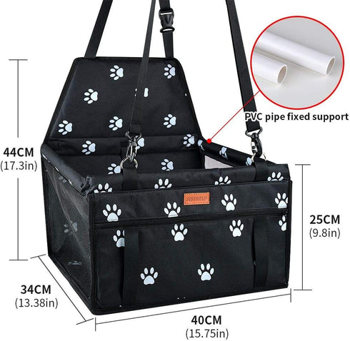 SWIHELP Dog Car Seat Puppy Portable Pet Booster Car Seat with Clip-On Safety Leash and PVC Support Pipe