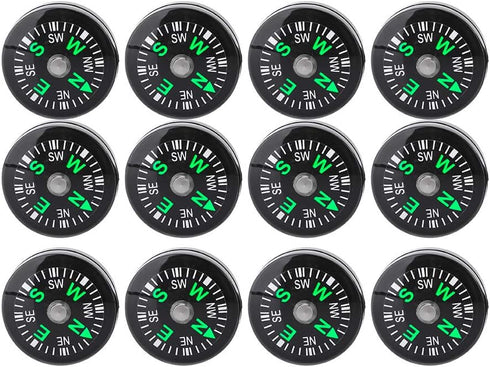 12Pcs Button Compass, Oil Filled Mini Pocket Button Compass for Camping, Hiking,