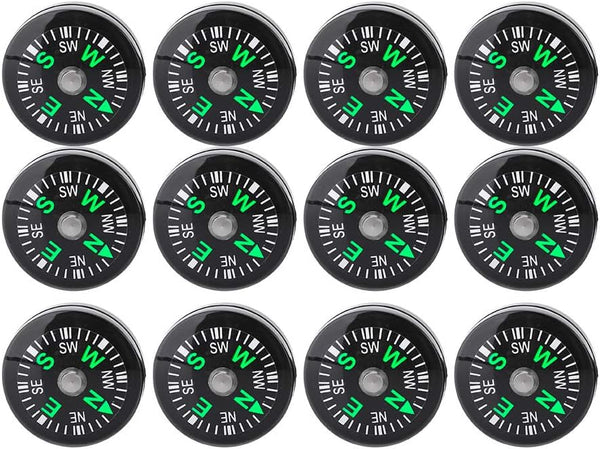 12Pcs Button Compass, Oil Filled Mini Pocket Button Compass for Camping, Hiking,
