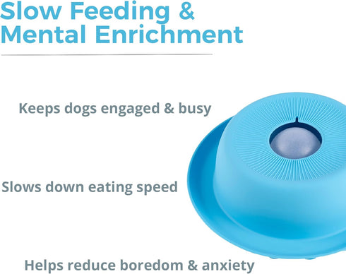 PEDAY Nonslip Dog Slow Feeder Lick Bowl with Ball, Enrichment Toy for Water, Yogurt & Jam