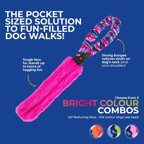 Tug-E-Nuff Pocket Fauxtastic - Durable Bungee Tug Toy for Interactive Dog Training, 13 x 7.5 inches