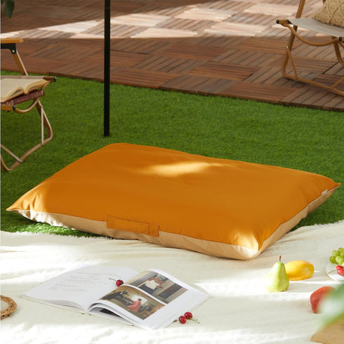 Allisandro Outdoor Dog Bed Pet Pad, Tough Pet Pillow with Removable Cover, Scratch and Water Resistant, Orange/Light