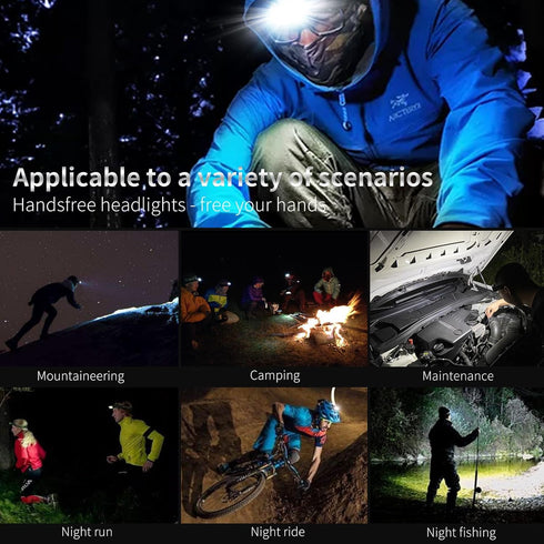 2000 6-10 DARKBEAM COB Floodlight Headlamp USB Rechargeable with Red Light, Lumen LED Headlight - Car Maintenance