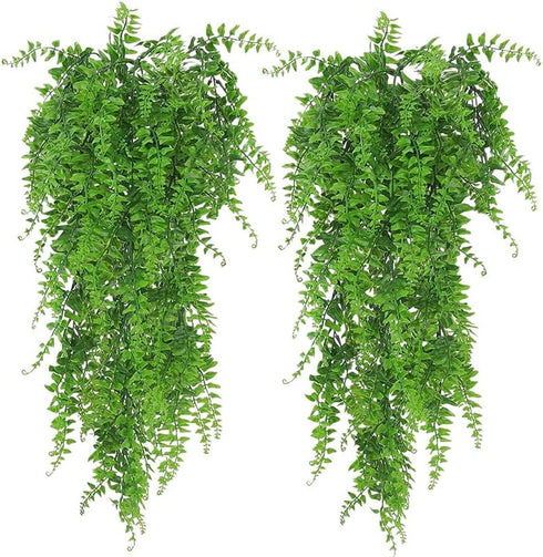 Jilukibo 4 Pack Reptile Hanging Fake Vines, Artificial Boston Fern Terrarium Plants with