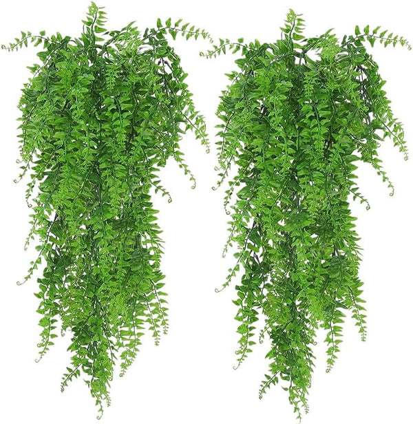 Jilukibo 4 Pack Reptile Hanging Fake Vines, Artificial Boston Fern Terrarium Plants with