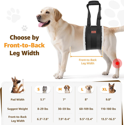 Adjustable Dog Sling Harness for Large Dogs, Soft Lift Support for Weak Rear Legs, Rehab for Senior and Injured Dogs
