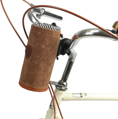 Tourbon Bike Handlebar Pouch, Canvas and Leather Bicycle Water Bottle Drink Cup Holder