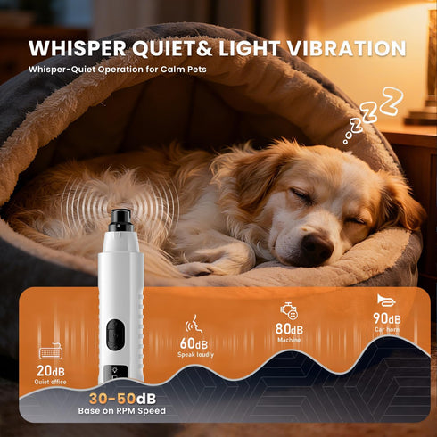 2026 5-Speed 40 New Silent Groom Pro Pet Nail Grinder, Dog Nail Grinder with Led Light, db Quiet Painless Paws Grooming