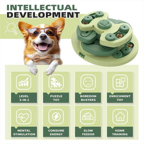 3 3 KADTC Dog Puzzle Toy, Large Size, Levels of Step-by-Step Challenge, Ways to Play Beginner to Advanced Slow Feeder