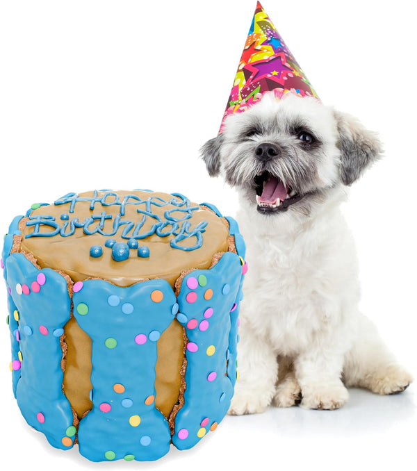 Dog Birthday Cake for Dogs - Rice Cake Based Dessert with Dog Birthday Treats, Human Grade Ingredients - Happy Birthday