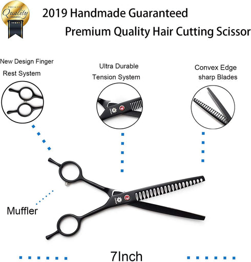 Dream Reach Professional 7.0'' Dog Grooming Scissors, Chunker Scissors for Pet Hair Trimming
