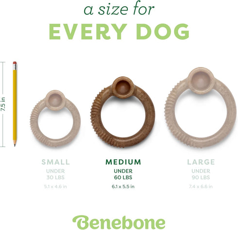 Benebone Medium Ring Durable Dog Chew Toy, Real Bacon, Made in USA