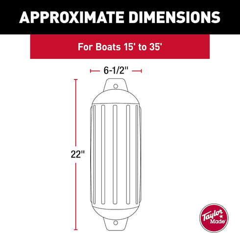 Taylor Made Products 960622 Super Gard Inflatable Vinyl Boat Fender, 6.5 x 22 inch, Sand