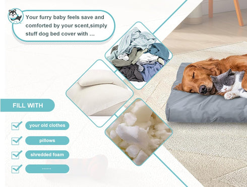 Explore Land Scratch Resistance Dog Bed Cover, Canvas Washable Dog Crate Pad Replacement Cover - 48Lx36Wx4H inch -