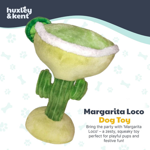 Huxley & Kent Plush Dog Toy with Squeaker, Power Plush Stuffed Toy for Dogs - Margarita Loco, Small