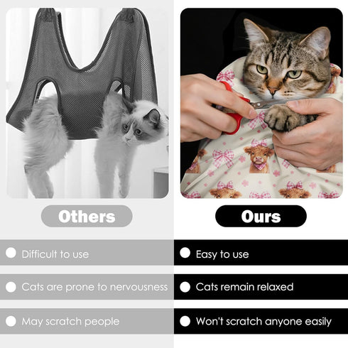 27.6"Cat (6-10 lbs) Grooming Wrap, Self Adhesive Cat Wrap for Cutting Nail, Anti-Escape Calming Cat Swaddle Wrap