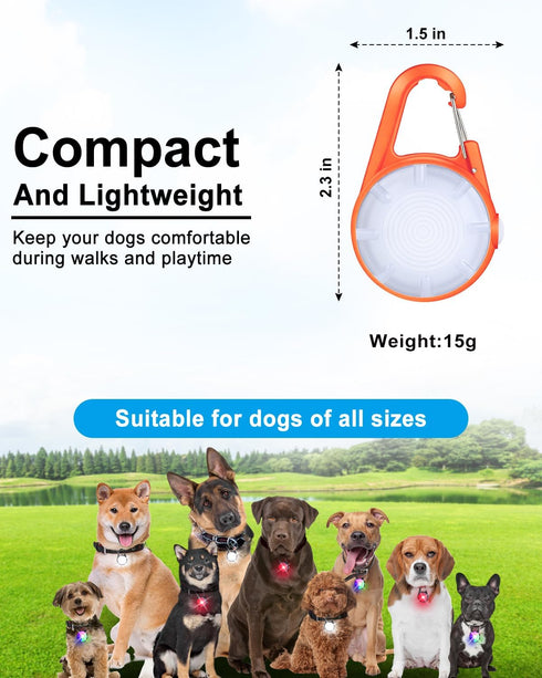 DAAMENT 2 Pack 4 Dog Collar Light, Modes Clip On Dog Lights for Night Walking, Glow in The Dark LED Pet Collar Charm