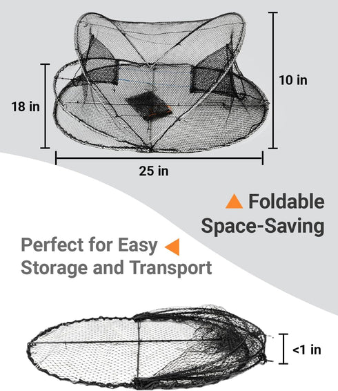 MEOU 24"x18"x8", Collapsible Crawfish Crab Trap Fishing Accessories Multi One Size