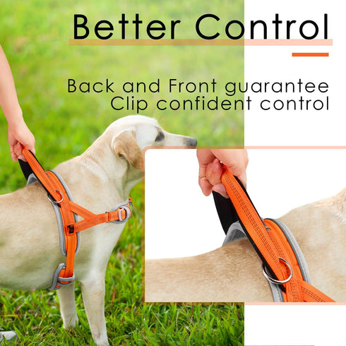 ADVENTUREMORE No Pull Large Dog Harness with QR Code Tag, Adjustable Reflective Vest for Training Walking XL