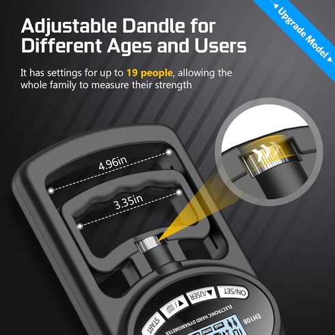 Hand Dynamometer Grip Strength Trainer - Electronic Meter for Grip Strength, 265 Lbs / 120 Kgs