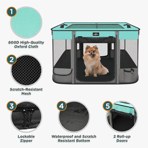 Paw Ballet Foldable Pet Kitten Playpen, Waterproof Portable Dog Cat Playpen Kennel Tent for Small Cat Dog, Retractable