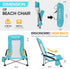 HAUSHOF High Back Beach Chair, Mesh Back Folding Chair, Lightweight Low Seat Camping Chairs with Cup Holder, Carry Bag