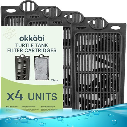 Turtle Tank Filter Cartridges, Pack of 4, Medium, Double-Sided with Activated Carbon for Crystal Clear Water