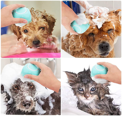Soft Pet Bath Massage Brush for Puppy Dog and Cat, Blue