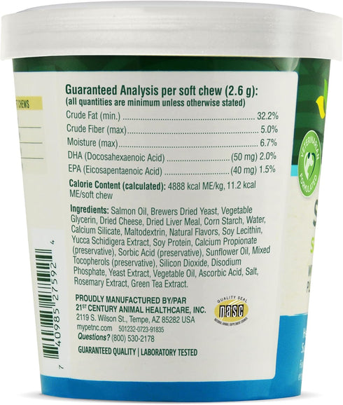 Petnc Natural Care Dog Skin and Coat Supplement, 60 Chewables, with Omega 3, EPA & DHA, Promotes Healthy Skin & Glossy