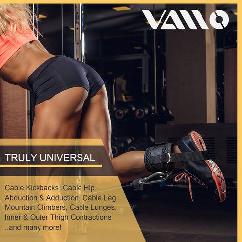 VAIIO Ankle Straps for Cable Machines, Adjustable Neoprene Comfort Fit, Premium Cuffs for Men & Women